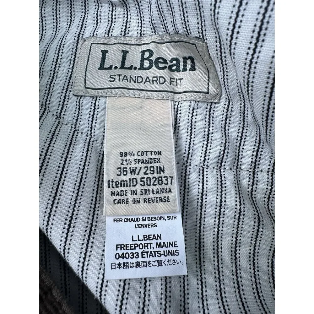 LL Bean Country Corduroy Pants Men 36x29 Stretch Brown Standard Fit Outdoor